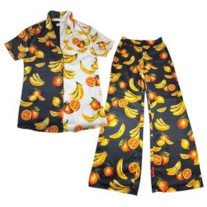 Revolve SONG OF STYLE Weila Top Sz.XS & Blaire Pant Sz.S Co-ord Fruit Satin